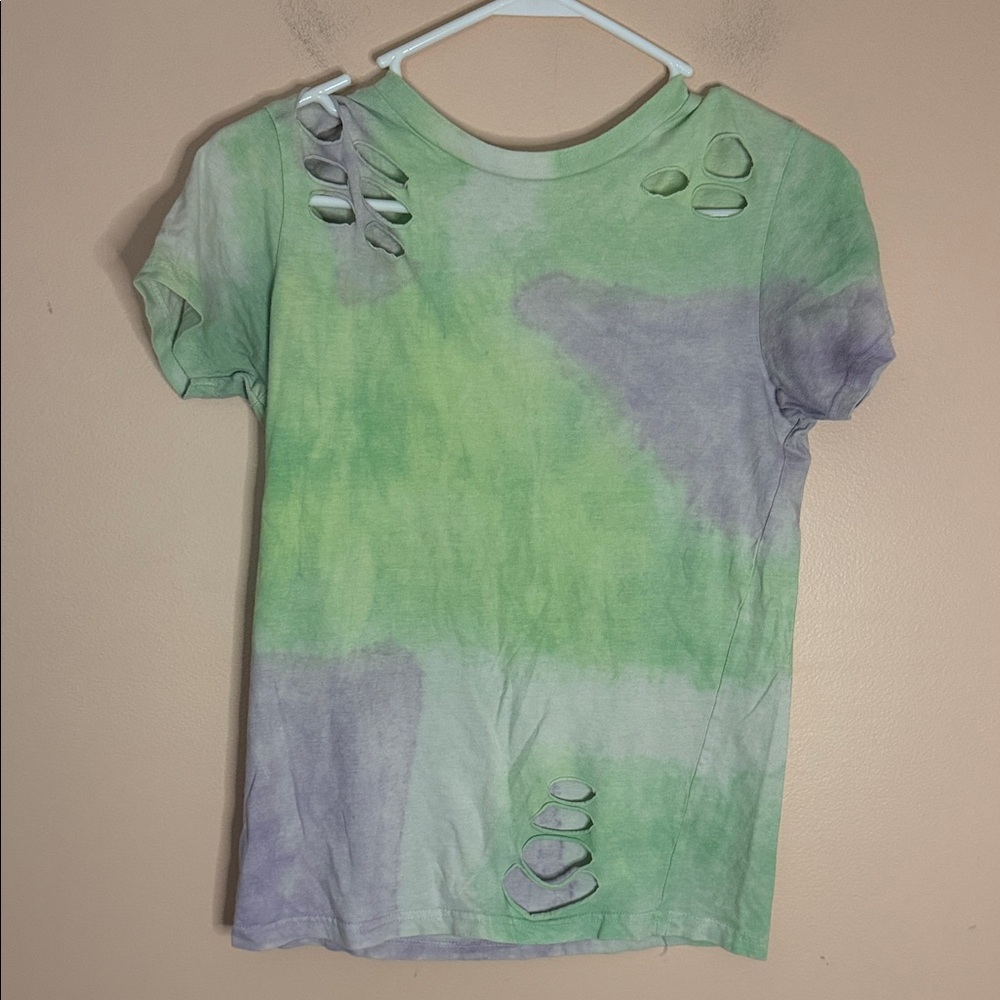 On Fire Green & Lavender Tie-Dye Tee
